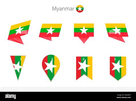 Myanmar National Flag Collection Eight Versions Of Myanmar Vector