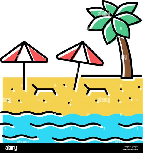 Beach Sandy Resort Color Icon Vector Illustration Stock Vector Image