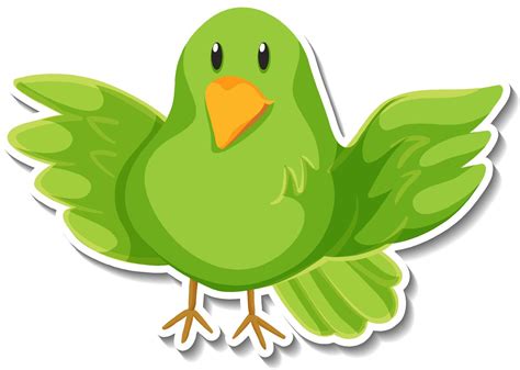 Little green bird animal cartoon sticker 4719163 Vector Art at Vecteezy