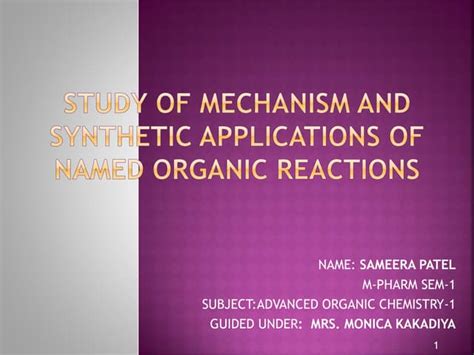 Organic chemistry reactions | PPT