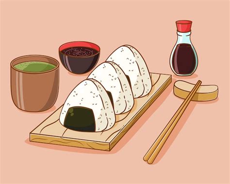 Premium Vector Hand Drawn Onigiri Cartoon Illustration