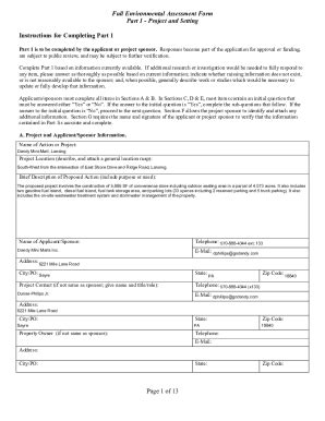 Fillable Online Full Environment Assessment Form Part 1 Project And