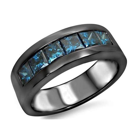 Mens Blue Diamond Wedding Bands