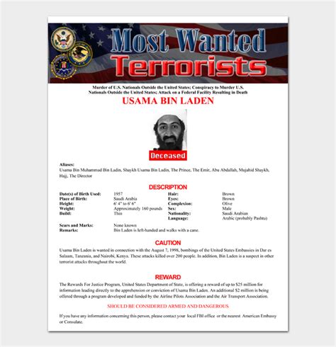 15 Free Wanted Poster Templates Fbi And Old West Word And Pdf