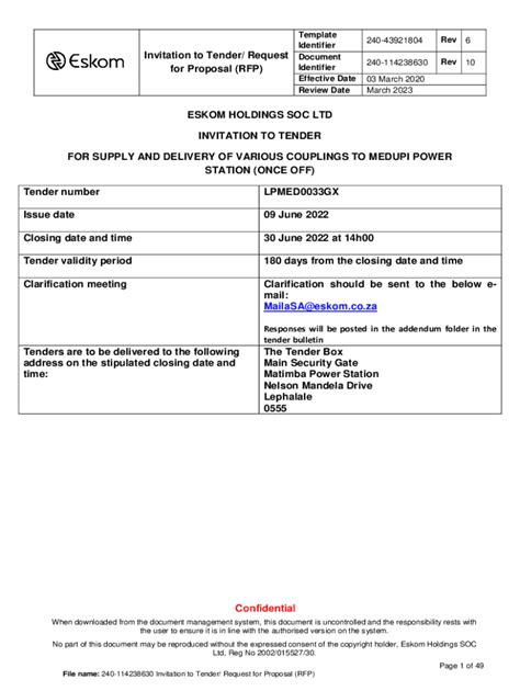 Fillable Online For Supply And Delivery Of Various Couplings To Medupi