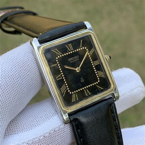 [Rare Vintage Seiko Square Roman Dial Tank Style Japan Men Quartz Watch