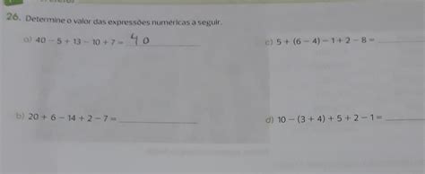 determine o valor das expressões numéricas a seguir brainly br