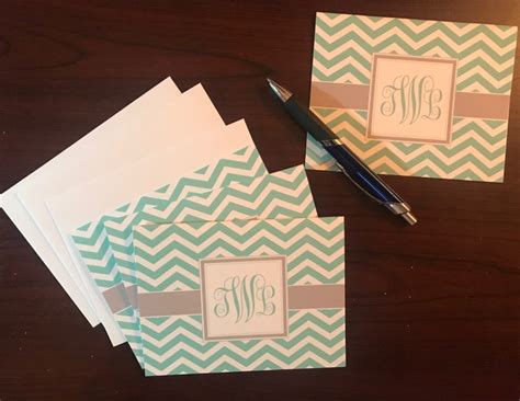 Personalized Monogram Folded Note Cards A2 Etsy