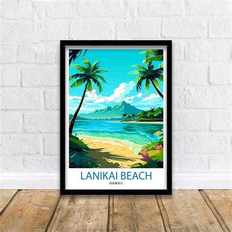 Lanikai Beach Travel Print Lanikai Wall Decor Lanikai Poster Hawaii Travel Prints Lanikai Art