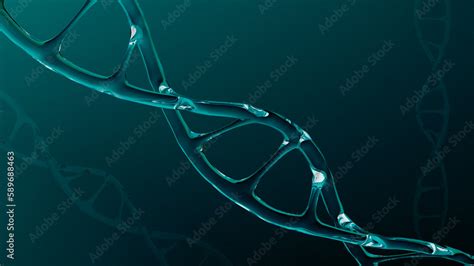 Human Dna Structure With Glass Helix Deoxyribonucleic Acid On Green