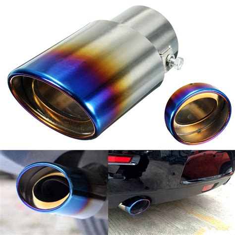 25″ Grilled Blue Chrome Stainless Steel Exhaust Muffler Tip Pipe