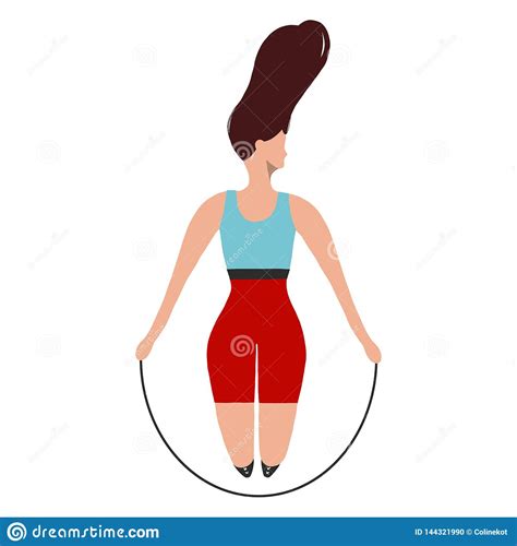 Femme Sautant Avec Une Corde De Saut Illustration De Vecteur