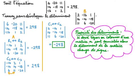 Vidéo question Utiliser les propriétés des déterminants pour