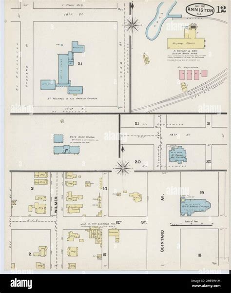 Sanborn Fire Insurance Map From Anniston Calhoun County Alabama Stock