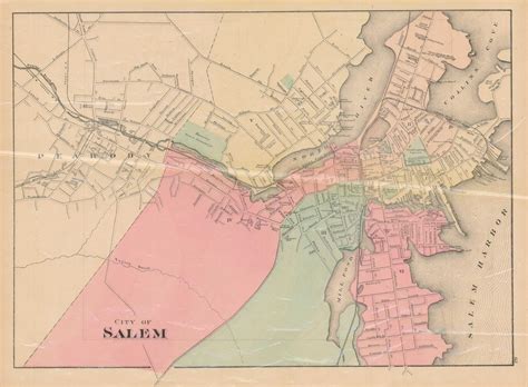 Salem Massachusetts 1871 Vintage Wall Art Historical Maps Vintage Map