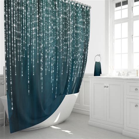 Boho Shower Curtain Optional Bath Mat Bathroom Dark Teal Etsy