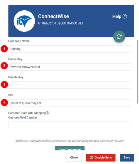 setting   connectwise manage integration