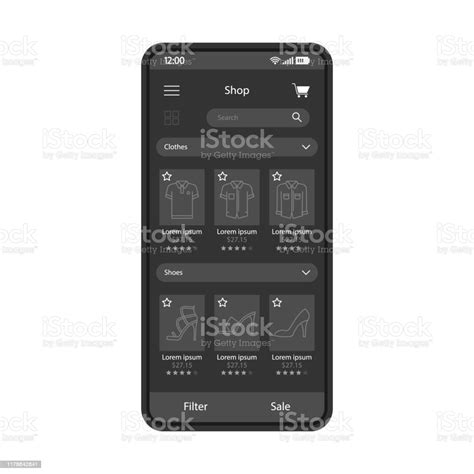 Online Clothing Store Smartphone Interface Vector Template Stock Illustration Download Image