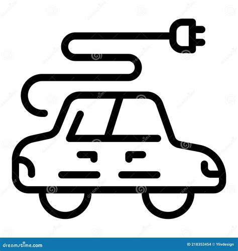 Electric Car Icon Outline Style Stock Vector Illustration Of Power