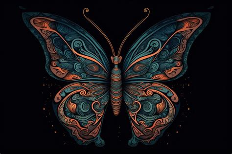 Premium Ai Image A Brightly Colored Butterfly Against A Dark Backdrop