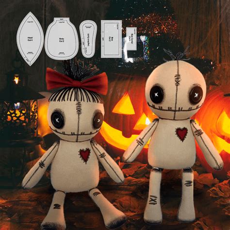 Halloween Deco Voodoo Doll Sewing Template Set (6PCS) - With Instructions