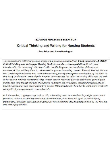 Reflective Nursing Essay 8 Examples Format Pdf Examples