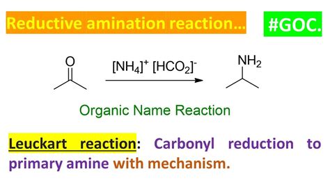 Leuckart Reaction Conversion Of Carbonyl Into Amine By Reductive Amination Youtube