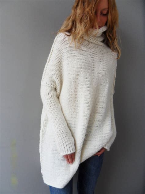 Oversized Slouchy Loose Woman Knit Sweater Chunky Knit Alpaca Etsy