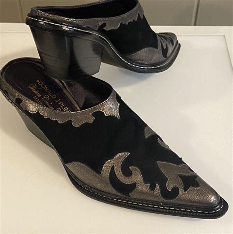 Donald J Pliner Western Couture Juta Black Mules 7M Gem