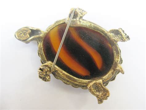 Robert Original Turtle Brooch Faux Tortoise Shell Glass Etsy