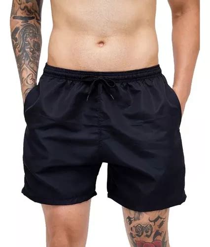 Short Bermuda Masculina Preto Liso Academia Praia Adulto MercadoLivre