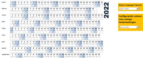 Calendario 2022 En Excel 《madererías》