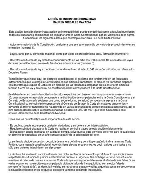 Acción De Inconstitucionalidad Constitución Demanda Judicial