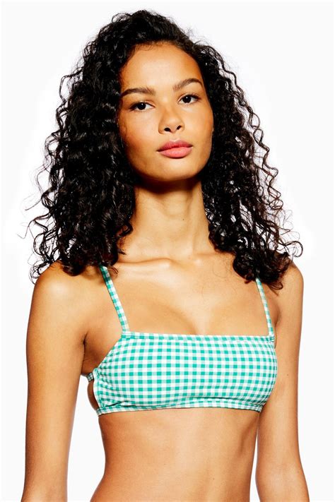 Green Gingham Bikini Top Topshop Topshop Outfit Bademode Topshop