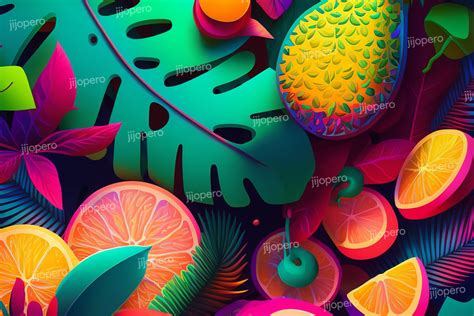 Neon Tropical Fruits Graphic By Jijopero · Creative Fabrica