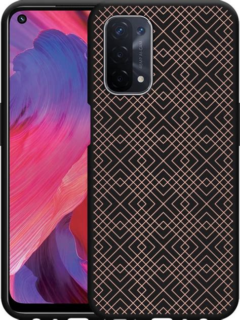 Oppo A74 5G Hoesje Zwart Geometric Pink Designed By Cazy Bol