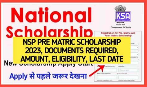 Nsp Pre Matric Scholarship 2023 Documents Required Amount