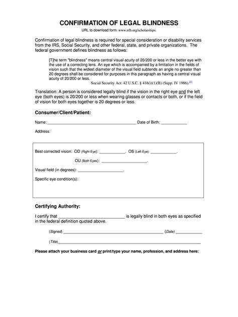 Confirmation Of Legal Blindness Form Fill And Sign Printable Template