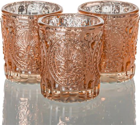 Richland Votive Holders Mercury Primrose Wedding Event Candle Glow Rose Gold Set Of