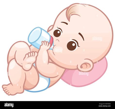 Vector Illustration Of Cartoon Baby Holding A Milk Bottle Baby Infant