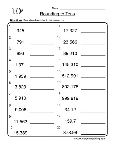 Rounding To Tens And Hundreds Worksheet