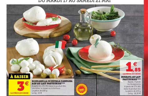 Promo Mozzarella Di Bufala Campana Aop Au Lait Pasteurisé Burrata Au