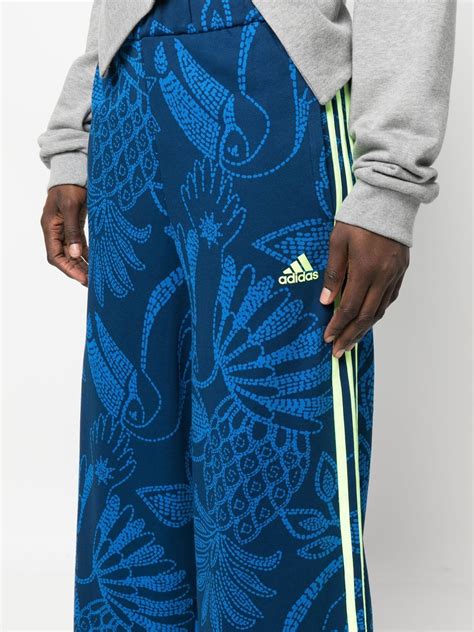 Adidas Originals X Farm Rio Wide Leg Track Pants In 蓝色 Modesens