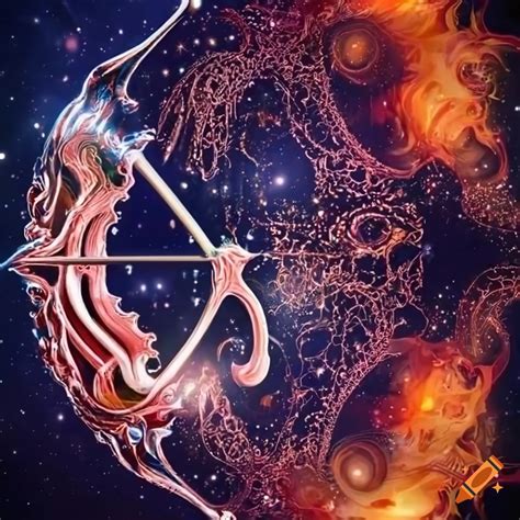 Astrological Illustration Of Sagittarius Bow And Arrow With Fiery