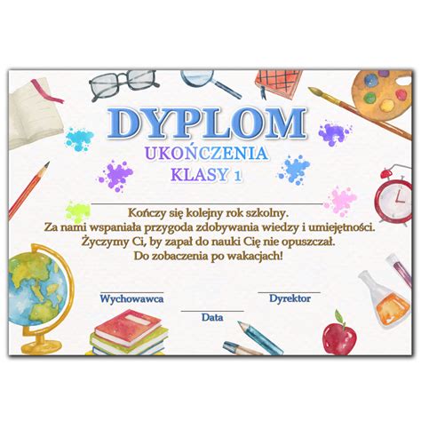 Dyplom ukończenia klasy 1 wzór 28 Ryneczek inspiracji