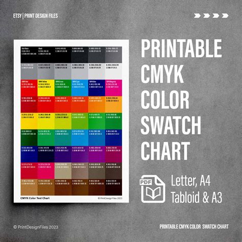 Cmyk Color Test Swatch Chart Printable Pdf A4 A3 Us Letter And Tabloid Size Etsy