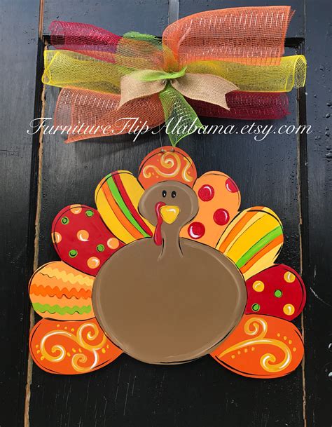 Turkey Door Hanger Thanksgiving Turkey Door Hanger Fall Door Hanger