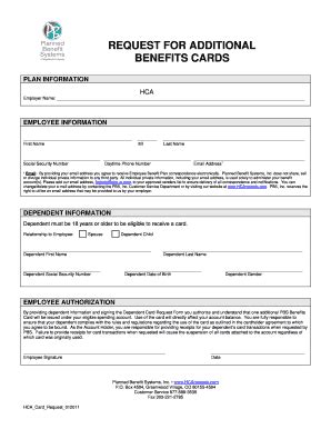 Fillable Online Hca Well Care Benefits Card Request Form Fax Email