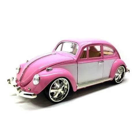 Miniatura Fusca Rosa Pink Esportivo Tuning Metal