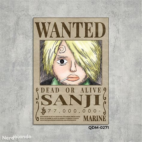 Sanji One Piece Cartaz De Procurado Wanted Quadro Mdf X